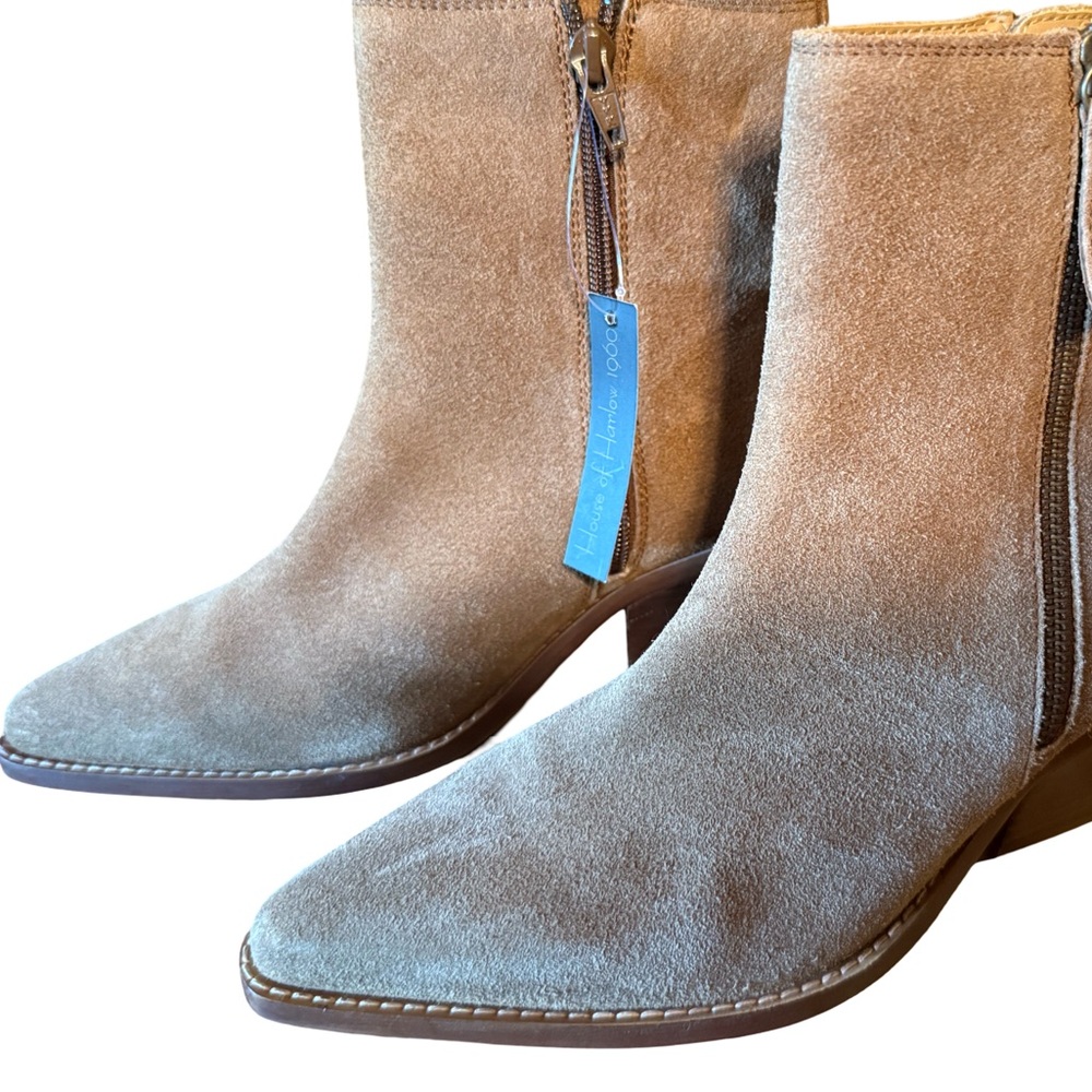 House of Harlow 1960 NWT Sz 8 Women's Tan Leather Suede Heel Ankle Boots (SH039) - Picture 2 of 15